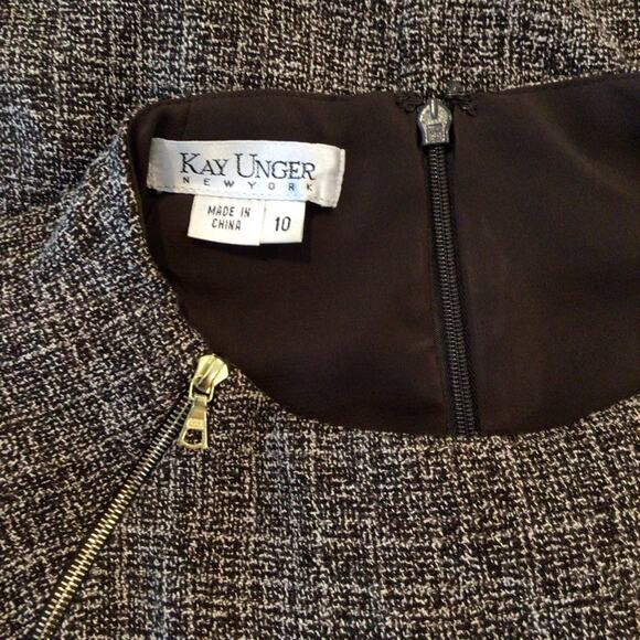 KAY UNGER Tweed Sheath Dress Pocket & Zipper Trim size 10 - Picture 5 of 6